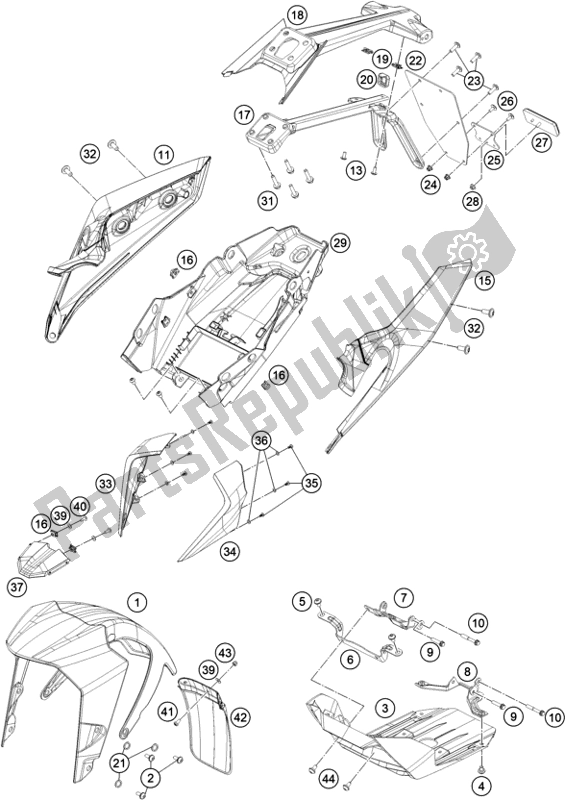 Todas las partes para Máscara, Defensas de KTM 250 Duke,white,w/o Abs-ckd 2019