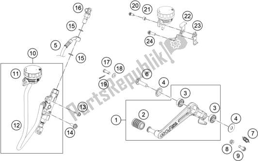 All parts for the Rear Brake Control of the KTM 250 Duke,white,w/o Abs-ckd 2019