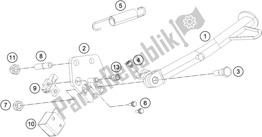 All parts for the Side / Center Stand of the KTM 250 Duke,white,w/o Abs-ckd 2019