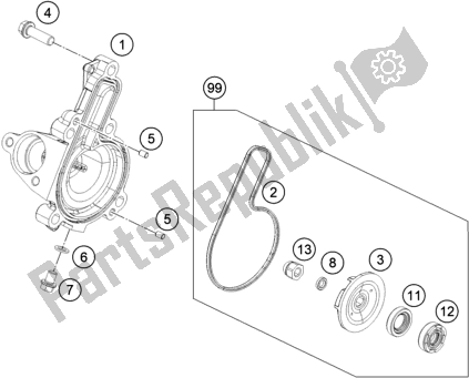 Wszystkie części do Pompa Wodna KTM 250 Duke,white,w/o Abs-ckd 2019