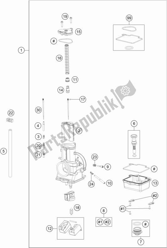 All parts for the Carburettor of the KTM 250 EXC 2017