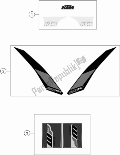 All parts for the Decal of the KTM 250 EXC 2017