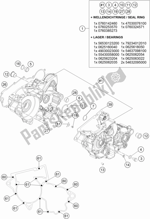 Toutes les pièces pour le Carter Moteur du KTM 250 EXC 2017