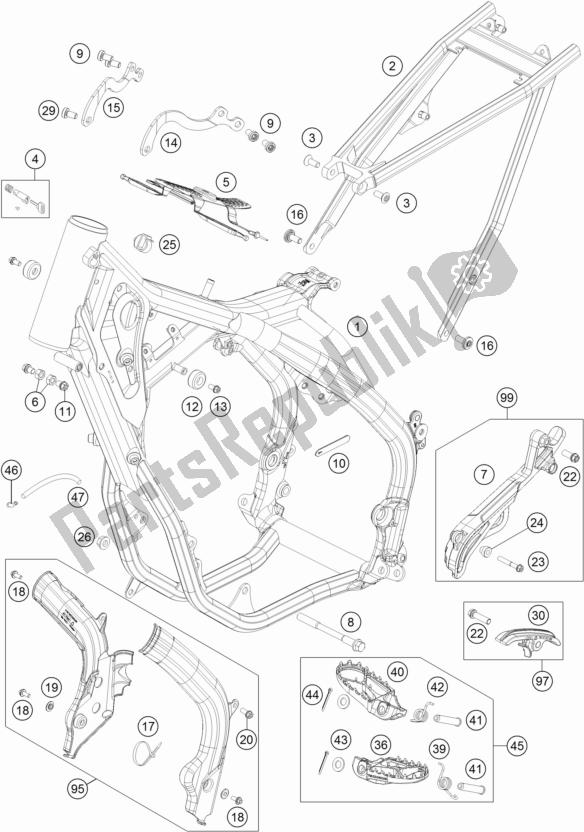 All parts for the Frame of the KTM 250 EXC 2017