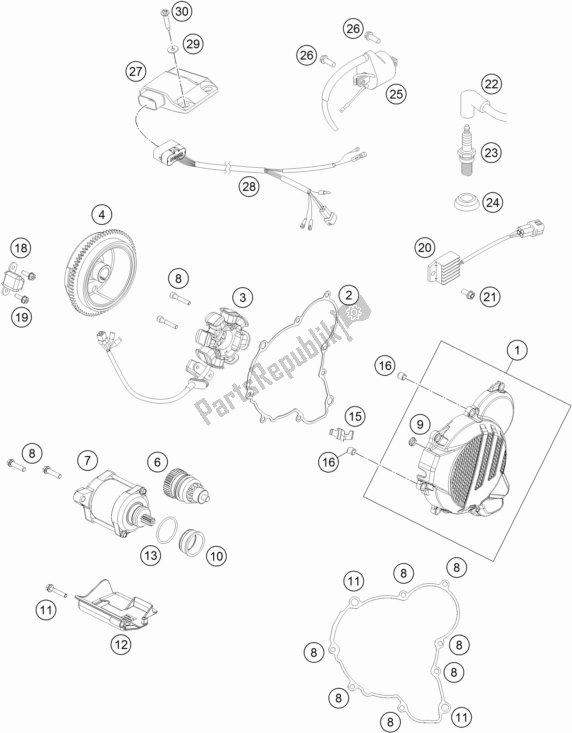 Toutes les pièces pour le Système De Mise à Feu du KTM 250 EXC 2017