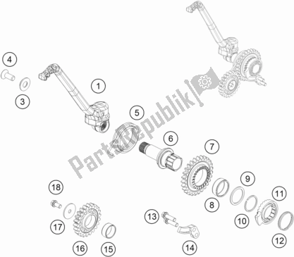 All parts for the Kick Starter of the KTM 250 EXC 2017