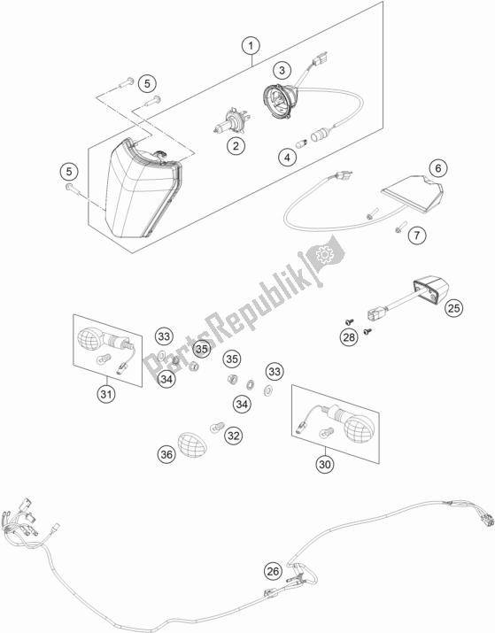 All parts for the Lighting System of the KTM 250 EXC 2017