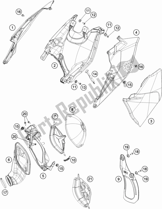 Alle onderdelen voor de Luchtfilter van de KTM 250 EXC 2018