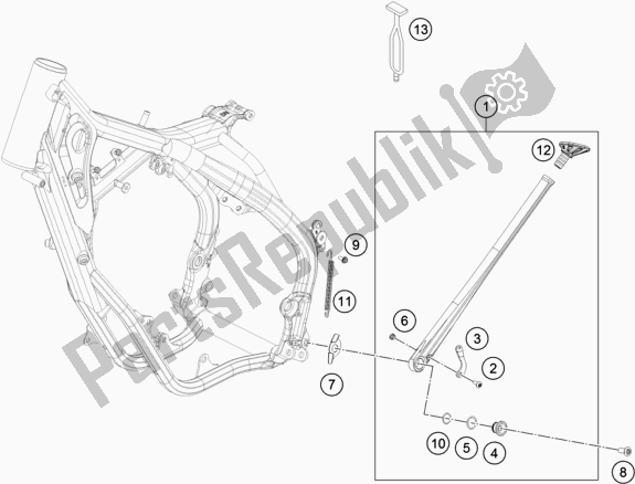 Todas as partes de Suporte Lateral / Central do KTM 250 EXC 2018