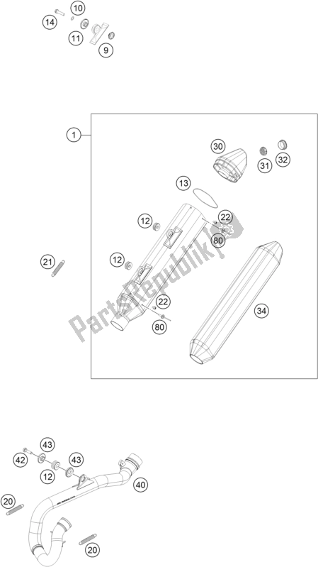 Alle onderdelen voor de Uitlaatsysteem van de KTM 250 Exc-f 2017