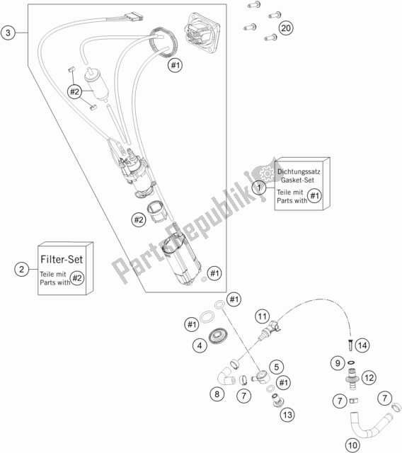 Alle onderdelen voor de Benzine Pomp van de KTM 250 Exc-f 2017