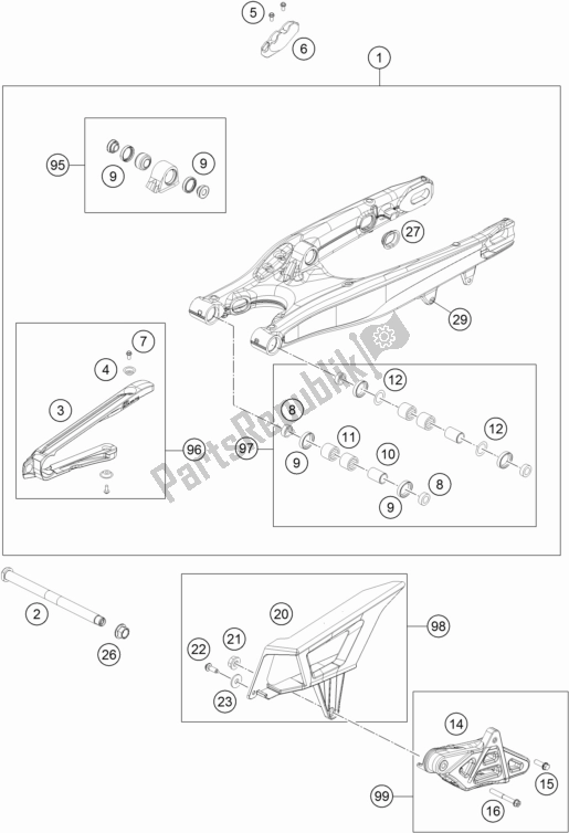 Toutes les pièces pour le Bras Oscillant du KTM 250 Exc-f 2017