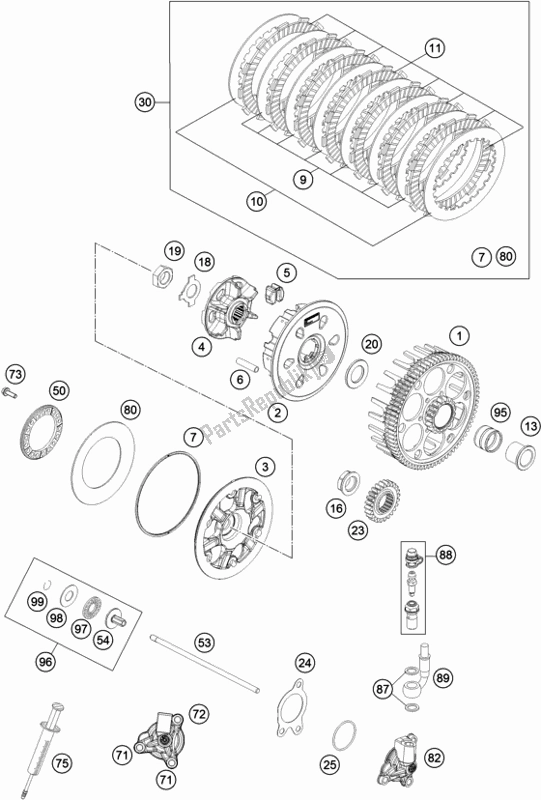 Toutes les pièces pour le Embrayage du KTM 250 Exc-f 2018