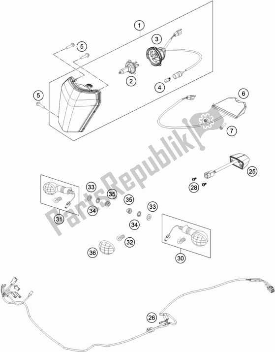 Tutte le parti per il Sistema Di Illuminazione del KTM 250 Exc-f 2018