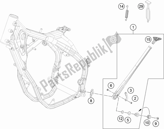 All parts for the Side / Center Stand of the KTM 250 Exc-f 2018