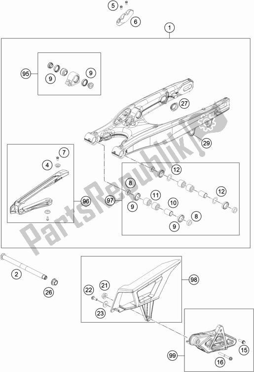 Toutes les pièces pour le Bras Oscillant du KTM 250 Exc-f 2018