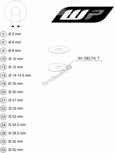 All parts for the Wp Shims For Setting of the KTM 250 Exc-f 2018