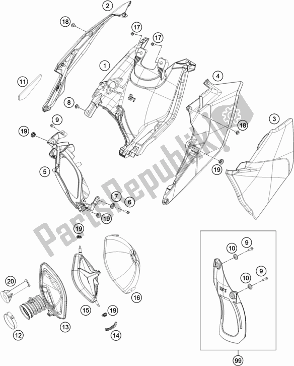 Tutte le parti per il Filtro Dell'aria del KTM 250 Exc-f 2019