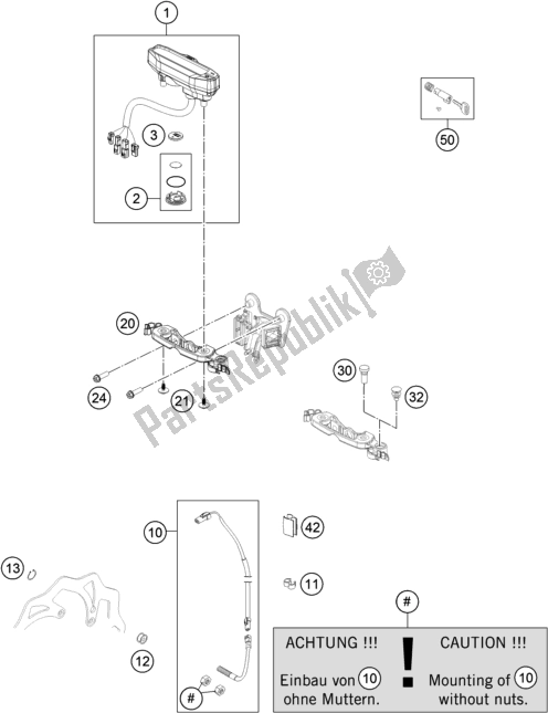 Todas as partes de Instrumentos / Sistema De Bloqueio do KTM 250 Exc-f 2019