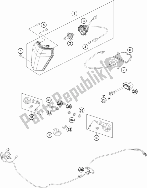 Alle onderdelen voor de Verlichtingssysteem van de KTM 250 Exc-f 2019