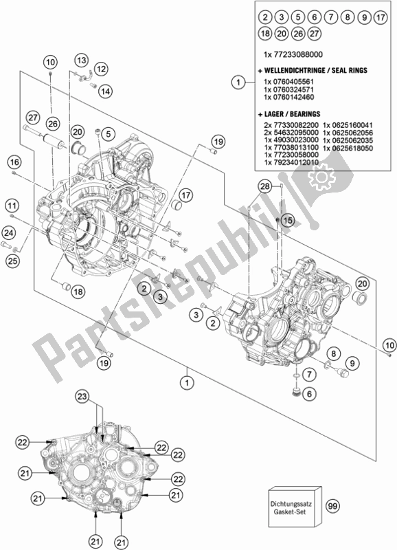 Todas as partes de Caixa Do Motor do KTM 250 Exc-f CKD BR 2019