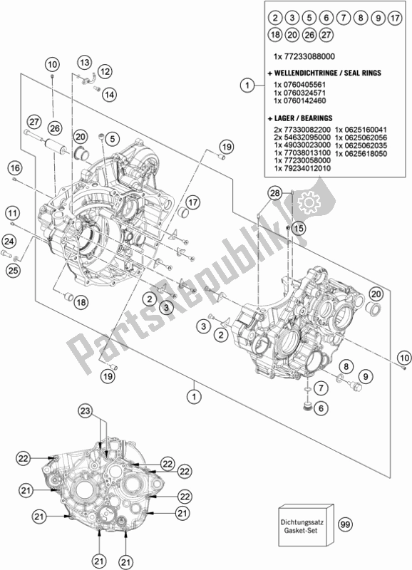 Todas as partes de Caixa Do Motor do KTM 250 Exc-f CKD BR 2019