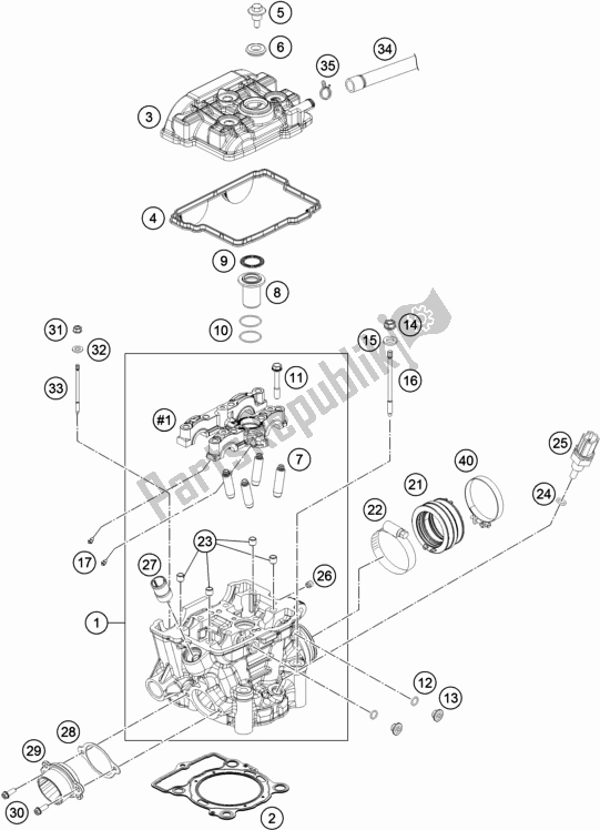 All parts for the Cylinder Head of the KTM 250 Exc-f CKD BR 2020