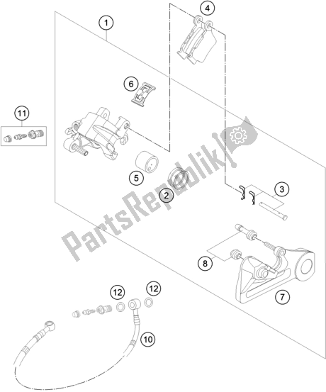 All parts for the Rear Brake Caliper of the KTM 250 Exc-f CKD BR 2020