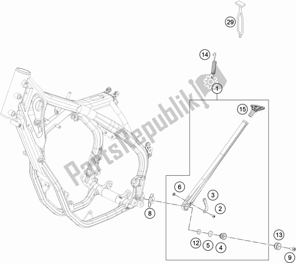 All parts for the Side / Center Stand of the KTM 250 Exc-f CKD BR 2020