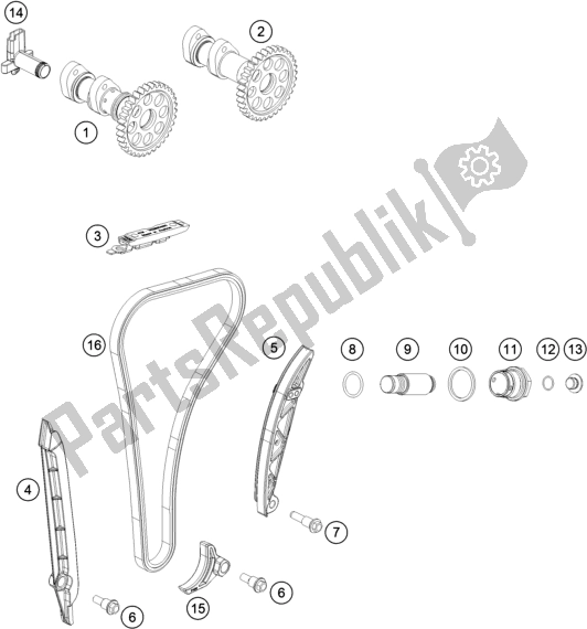 All parts for the Timing Drive of the KTM 250 Exc-f CKD BR 2020