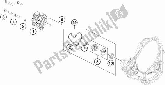 All parts for the Water Pump of the KTM 250 Exc-f CKD BR 2020