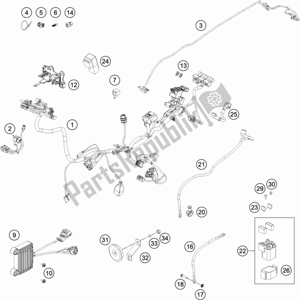 All parts for the Wiring Harness of the KTM 250 Exc-f CKD BR 2020