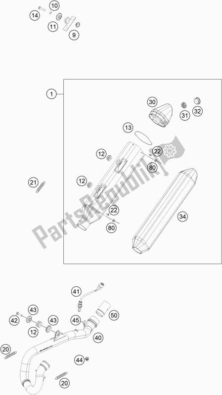 Wszystkie części do System Wydechowy KTM 250 Exc-f EU 2018