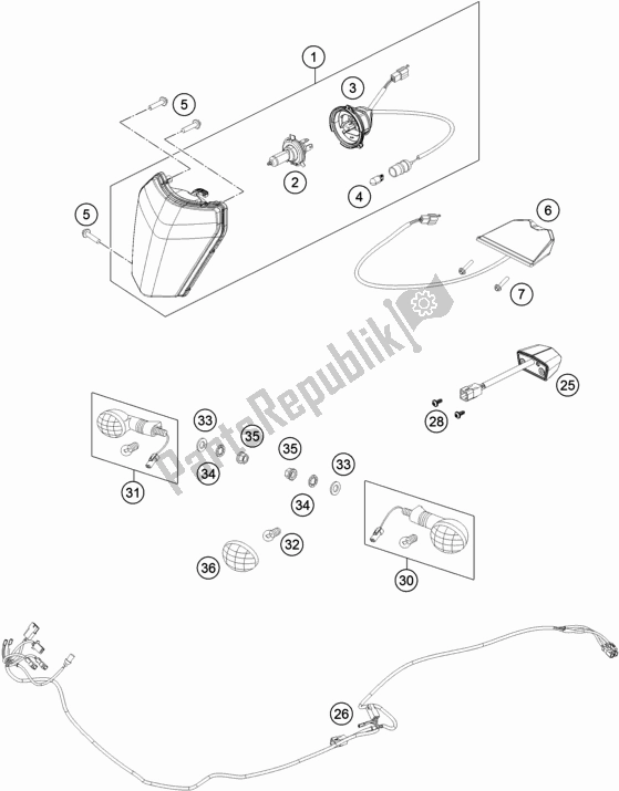 Todas as partes de Sistema De Luz do KTM 250 Exc-f EU 2018