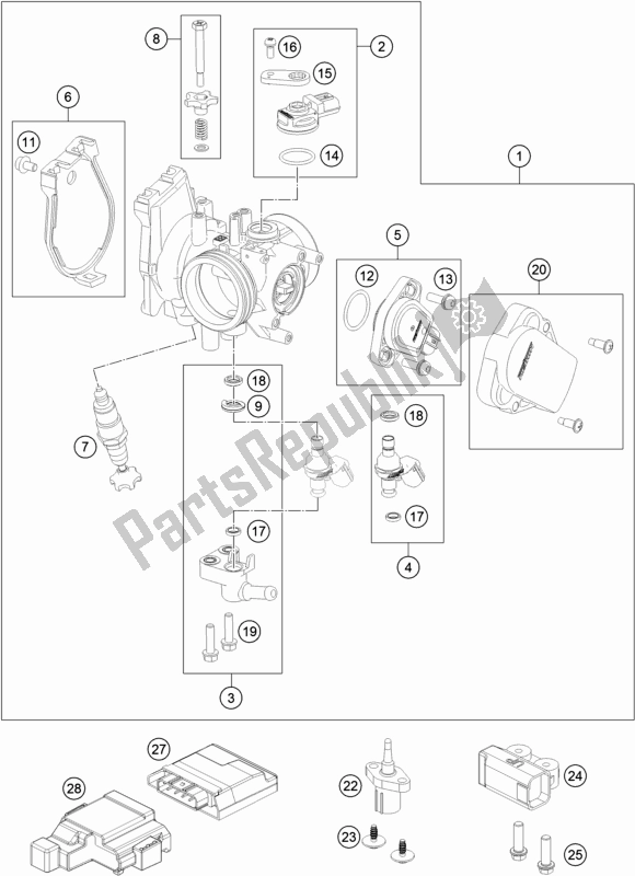 Todas las partes para Cuerpo Del Acelerador de KTM 250 Exc-f EU 2018