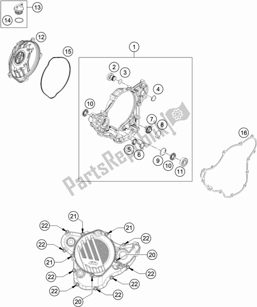 All parts for the Clutch Cover of the KTM 250 Exc-f EU 2019