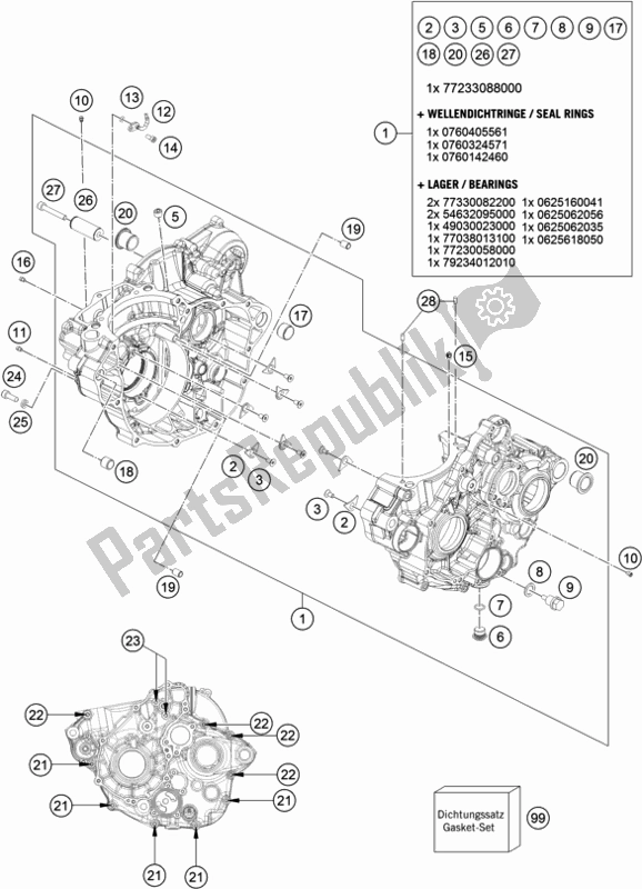 Alle onderdelen voor de Motorhuis van de KTM 250 Exc-f EU 2019