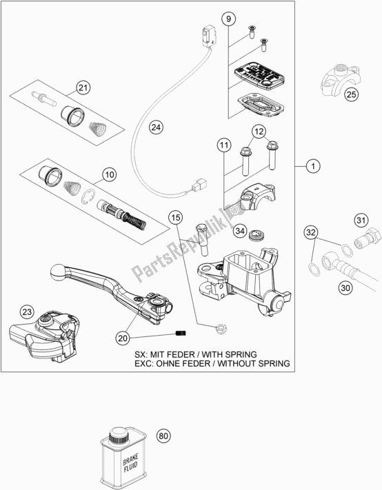 Todas las partes para Front Brake Control de KTM 250 Exc-f EU 2019