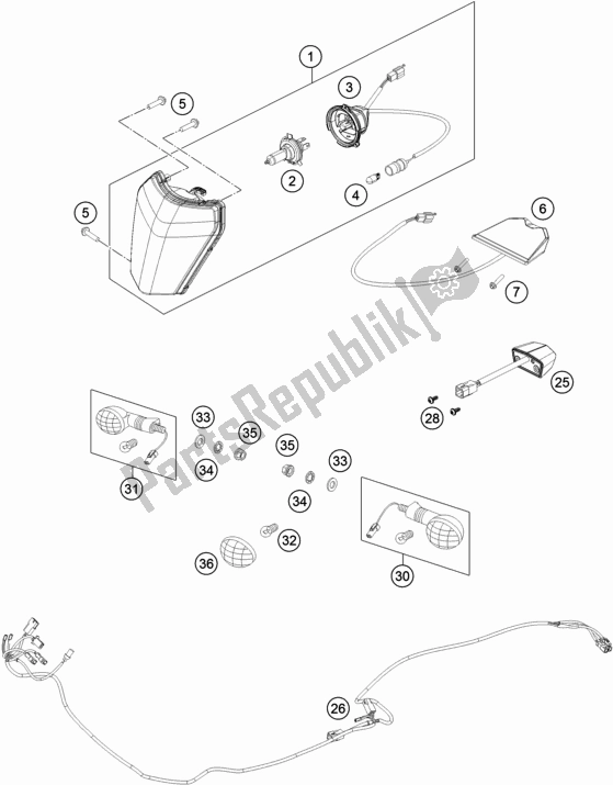 All parts for the Lighting System of the KTM 250 Exc-f EU 2019