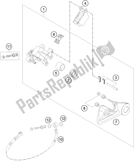 All parts for the Rear Brake Caliper of the KTM 250 Exc-f EU 2019