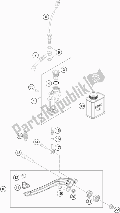 All parts for the Rear Brake Control of the KTM 250 Exc-f EU 2019