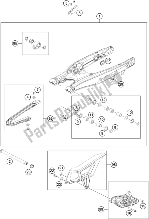 Toutes les pièces pour le Bras Oscillant du KTM 250 Exc-f EU 2019