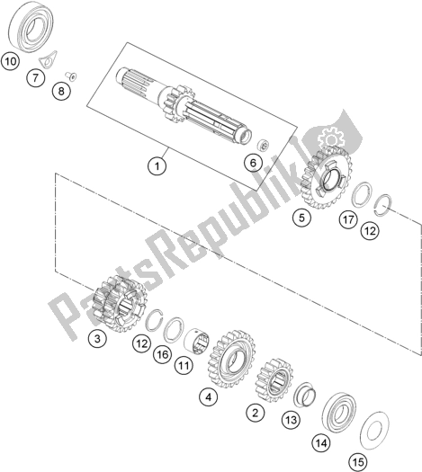 All parts for the Transmission I - Main Shaft of the KTM 250 Exc-f EU 2019