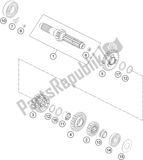 Toutes les pièces pour le Transmission I - Arbre Principal du KTM 250 Exc-f EU 2019