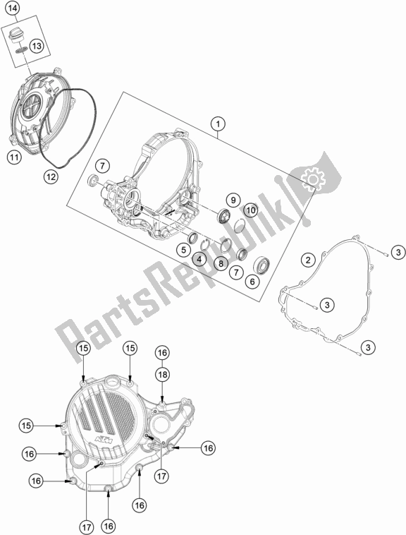 Tutte le parti per il Coperchio Frizione del KTM 250 Exc-f EU 2020