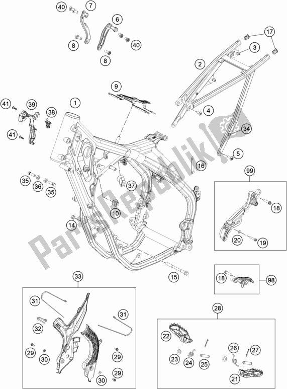 Toutes les pièces pour le Cadre du KTM 250 Exc-f EU 2020