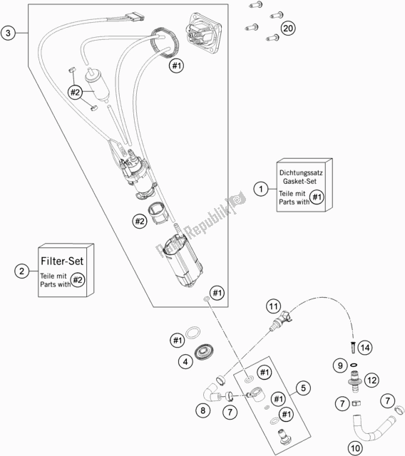 Toutes les pièces pour le Pompe à Essence du KTM 250 Exc-f EU 2020