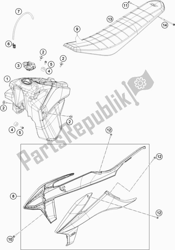 All parts for the Tank, Seat of the KTM 250 Exc-f EU 2020