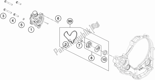 Toutes les pièces pour le Pompe à Eau du KTM 250 Exc-f EU 2020