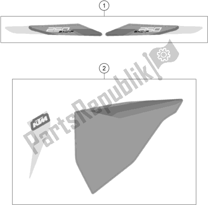 All parts for the Decal of the KTM 250 Exc-f EU 2021
